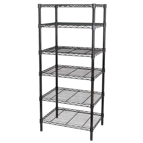 Wire Shelving Unit,  18"D x 36"W x 74"H,  6 Shelves,  Black