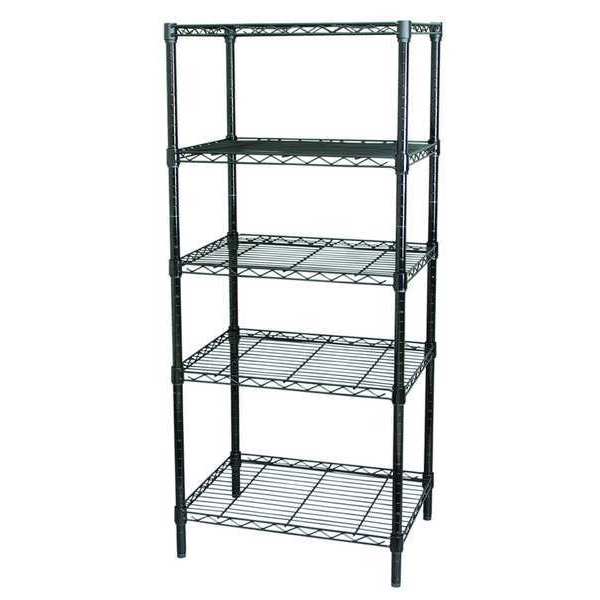 Wire Shelving Unit,  18"D x 60"W x 74"H,  5 Shelves,  Black