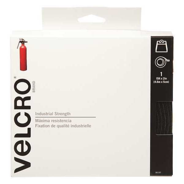 Reclosable Fastener,  Rubber Adhesive,  15 ft,  2 in Wd,  Black