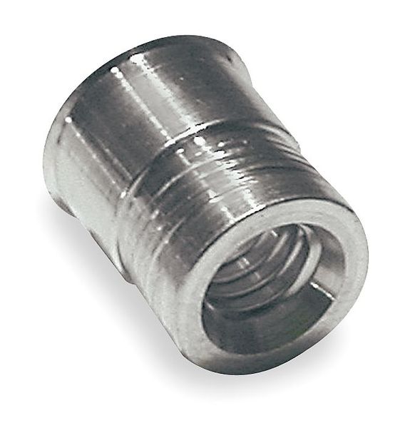 Nut Insert,  3/8"-16 Thrd Sz,  0.740 in L,  Aluminum,  Plain,  25 PK