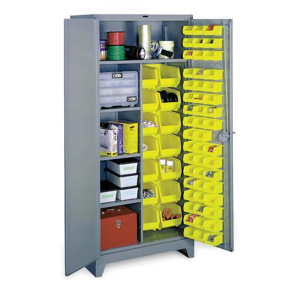 Extra-Heavy Duty Bin Cabinet,  36 in W,  82 in H,  21" D,  64 Bins