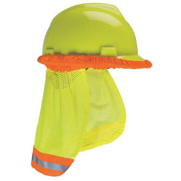 Sun Shade,  Hard Hat Protector,  Breathable Mesh,  Hi-Viz Yellow-Green,  One Size Fits All