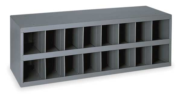 Prime Cold Rolled Steel Pigeonhole Bin Unit,  12 in D x 11 1/2 in H x 33 3/4 in W,  2 Shelves,  Gray