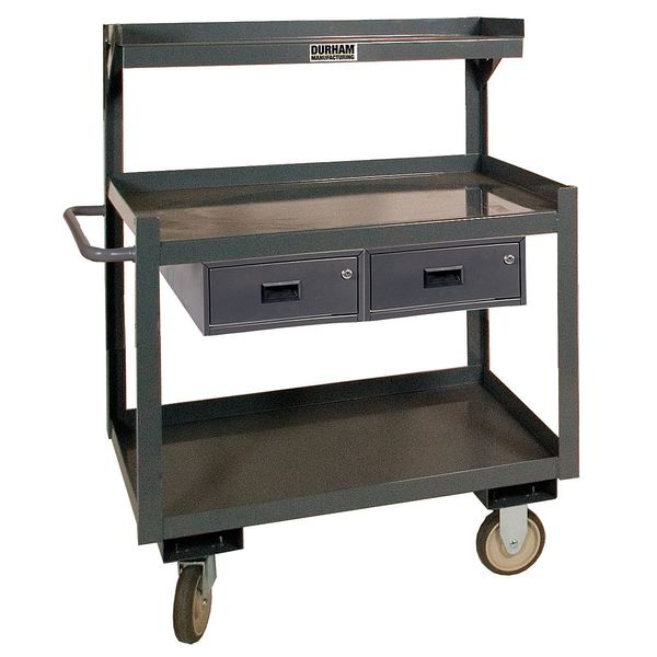 Steel Cart,  1200 Lbs, 3 Shelves, 2 Drawer