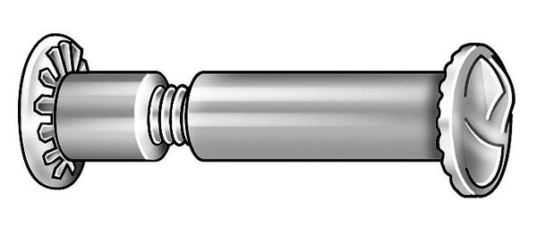 Partition Bolt,  #10-24,  1 in Brl Lg,  1/4 in Brl Dia,  18-8 Stainless Steel Plain,  10 PK