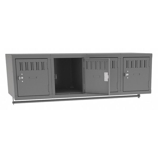 Wall Mount Box Locker,  48 in W,  18 in D,  12 in H,  (1) Tier,  (4) Wide,  Gray