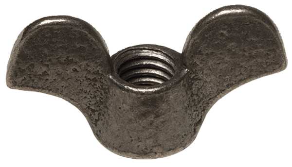 Wing Nut,  1/4"-20,  Steel,  Black Oxide,  0.625 in Ht,  1.37 in Max Wing Span,  10 PK