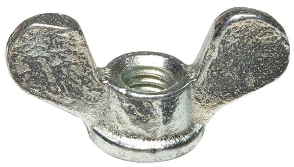 Wing Nut,  1/4"-20,  Steel,  Zinc Plated,  0.688 in Ht,  1.19 in Max Wing Span,  10 PK