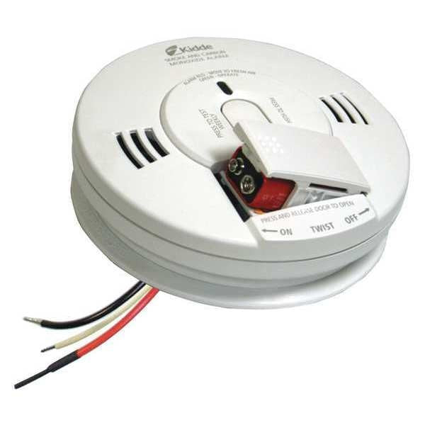Carbon Monoxide and Smoke Alarm,  Photoelectric Sensor,  85 dB @ 10 ft Audible Alert,  120V AC,  9V