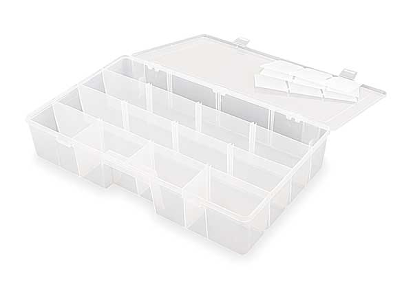 Adjustable Compartment Box with 7 to 16 compartments,  Plastic,  3 1/4 in H x 8-7/8 in W
