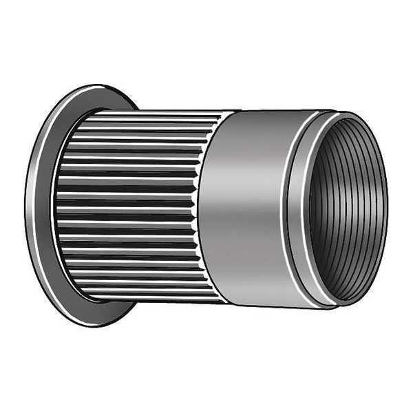 Knurled Flanged Rivet Nut,  M6-1.00 Dia./Thread Size,  0.5 in Head Dia.,  0.69 in L,  Steel,  40 PK