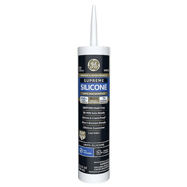 Window & Door Sealant,  10.1 oz,  Cartridge,  White,  Silicone Base