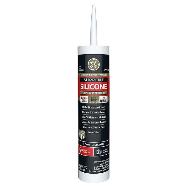 Kitchen & Bath Sealant,  10.1 oz,  Cartridge,  White,  Silicone Base