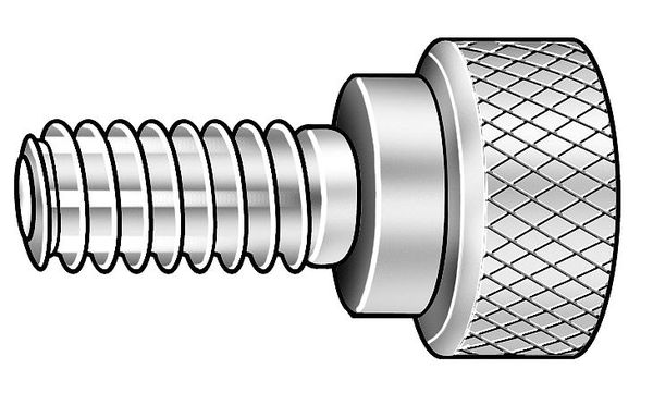 Thumb Screw,  #8-32 Thread Size,  Round,  Black Oxide Steel,  7/32 in Head Ht,  7/8 in Lg