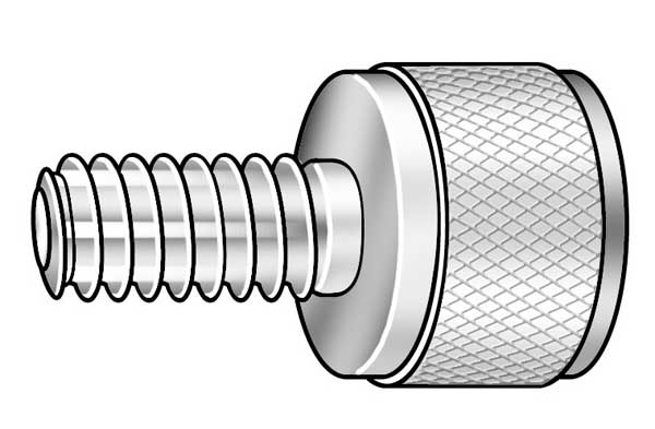 Thumb Screw,  1/4"-20 Thread Size,  Round,  Black Oxide Steel,  1/2 in Head Ht,  1/2 in Lg
