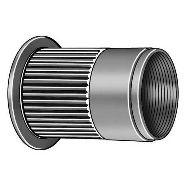 Knurled Flanged Rivet Nut,  #10-32 Dia./Thread Size,  0.4 in Head Dia.,  0.594 in L,  Steel,  50 PK