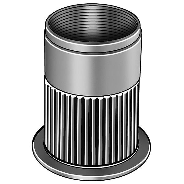 Flat Head Rivet Nut,  1/4"-20 Dia./Thread Size,  0.5 in Head Dia.,  0.669 in L,  Aluminum,  40 PK