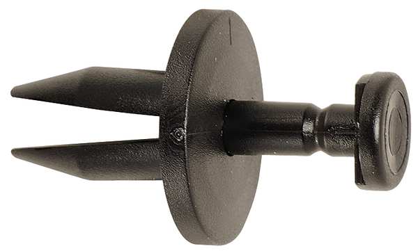 Push-In Rivet,  Flat Head,  14 mm L,  Plastic Body,  50 PK