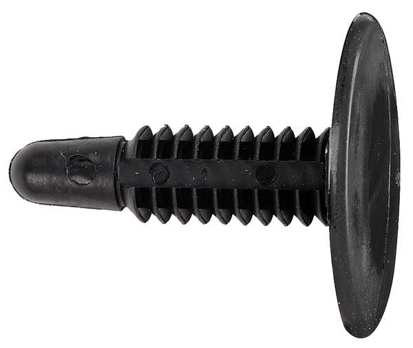 Push-In Rivet,  Flat Head,  0.2813 in Dia.,  1.063 in L,  Nylon Body,  100 PK