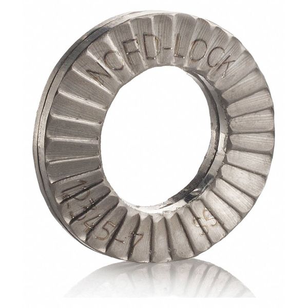 Wedge Lock Washer,  Fits Bolt Size 1/2 in 316 Stainless Steel,  Plain Finish,  100 PK