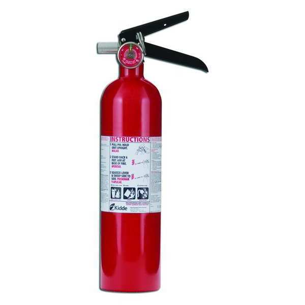 Fire Extinguisher,  Class ABC,  UL Rating 1A:10B:C,  100 psi,  Rechargeable,  2.5 lb capacity