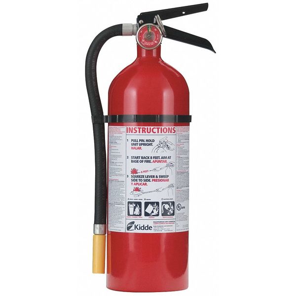 Fire Extinguisher,  Class ABC,  UL Rating 3A:40B:C,  Dry Chemical,  5 lb capacity,  18 ft Range