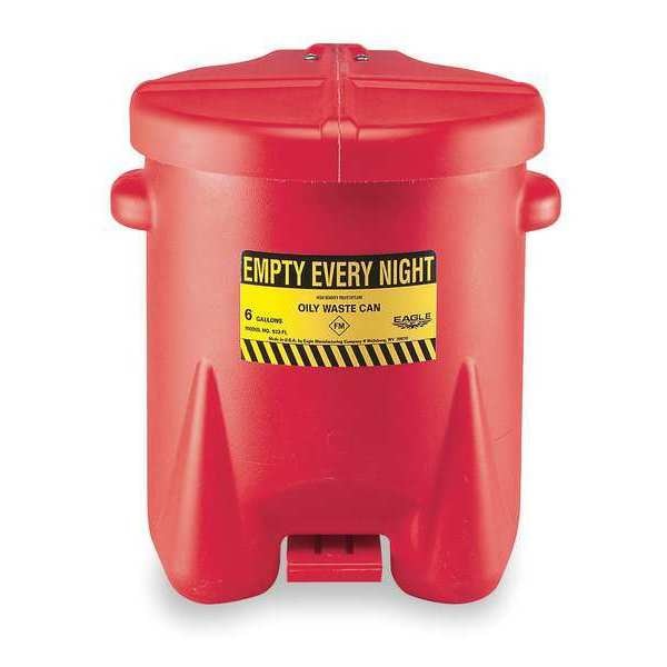 Oily Waste Can, 14 Gal., Poly, Red