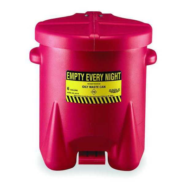 Oily Waste Can, 6 Gal., Poly, Red