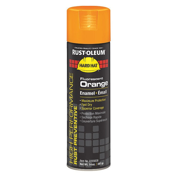 Rust Preventative Spray Paint,  Fluorescent Orange,  Fluorescent,  14 oz