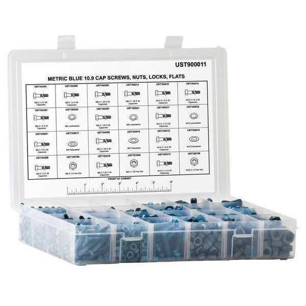 Hex Head Cap Screw Assortment,  Steel,  Blue Phosphate Finish