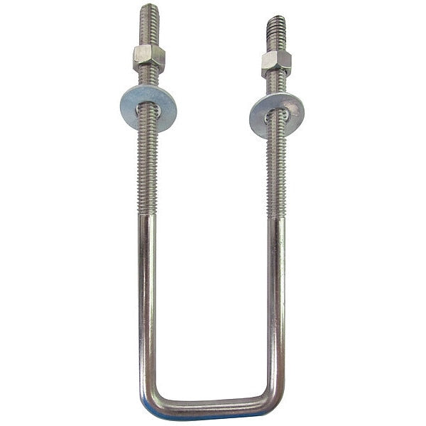 Square U-Bolt,  3/8"-16,  7 in Inside Ht,  4 in Inside Wd/Dia,  Stainless Steel