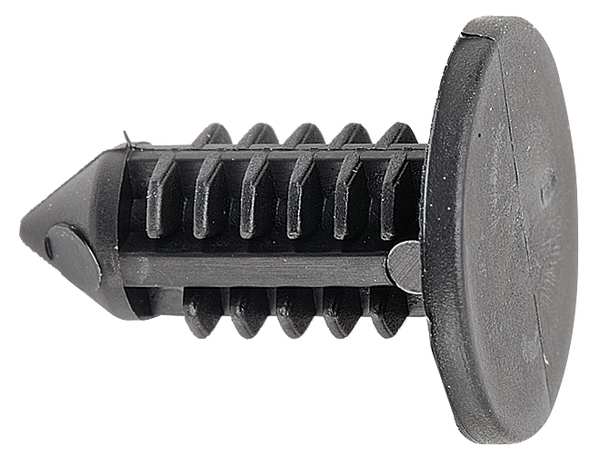 Push-In Rivet,  Flat Head,  5.5 mm Dia.,  Plastic Body,  50 PK