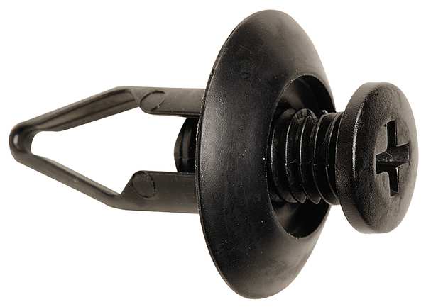 Push-In Rivet,  Flat Head,  18 mm L,  Plastic Body,  25 PK