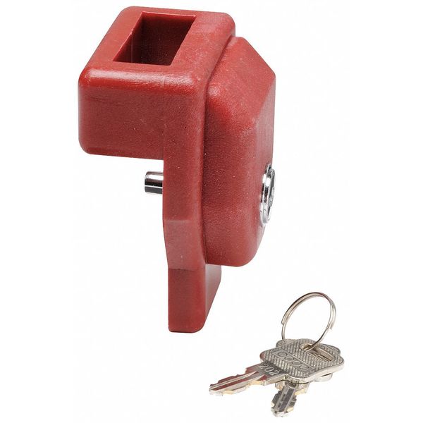 Gladhand Lock,  Keyed Alike,  2 Keys,  Plastic,  Red