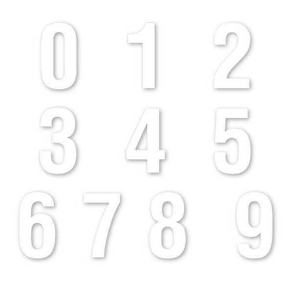 Die Cut Number Magnets, 3", White, PK108