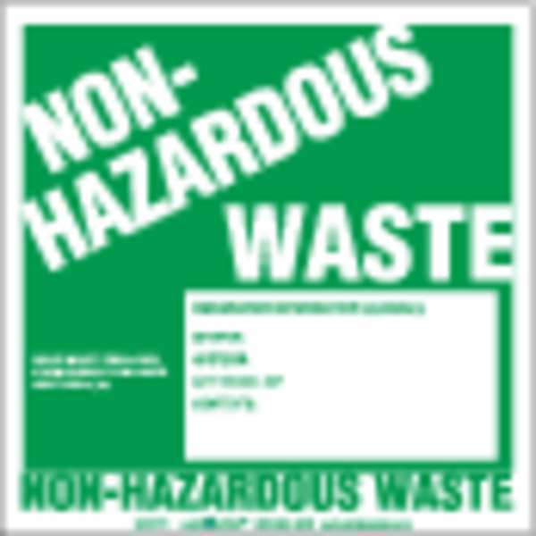 Non-Hazard Waste Label, w/Gen Paper, PK100