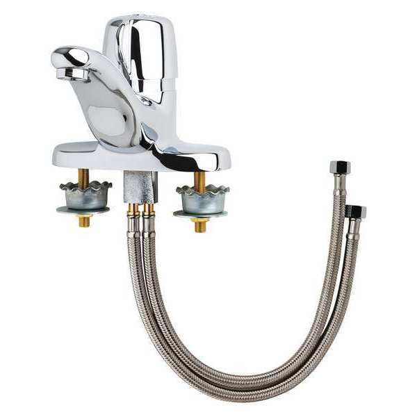 Metering 4" Mount,  3 Hole Low Arc Bathroom Faucet,  Chrome plated