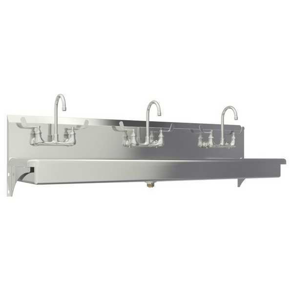 Wall Mount,  6 Hole,  Manual,  Stainless,  Wash Station