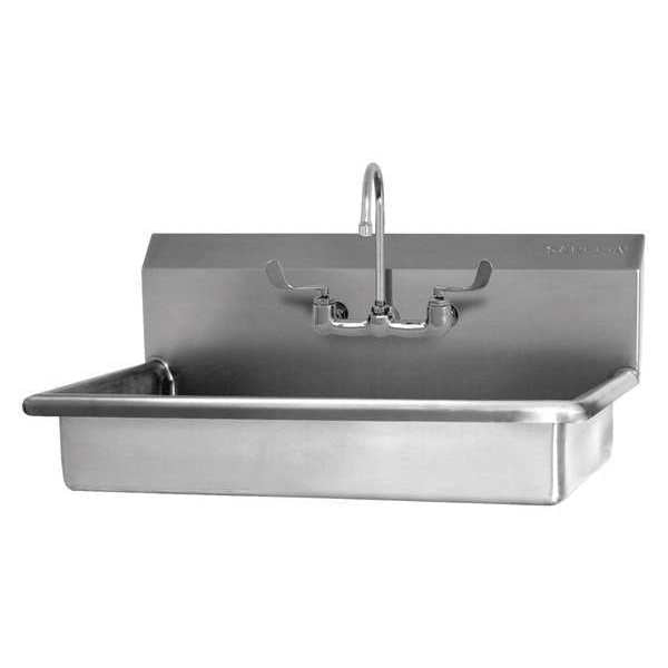 Wall Mount,  1 Hole,  8 OC Faucet,  Stainless,  Hand Sink