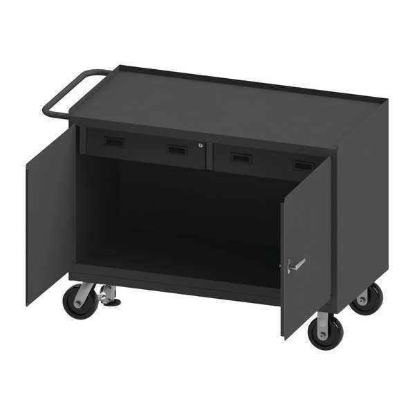 Mobile Bench Cabinet W/ 2 Drwrs,  14ga Stl Top, 2 Drs, 48X25-13/16X37-3/4