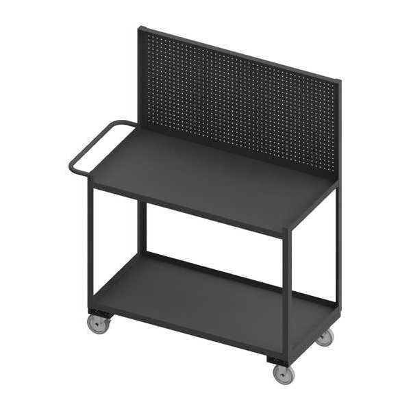 Mobile Workstation,  2 shelf,  pegboard panel,  1-1/2" lips up,  work surface