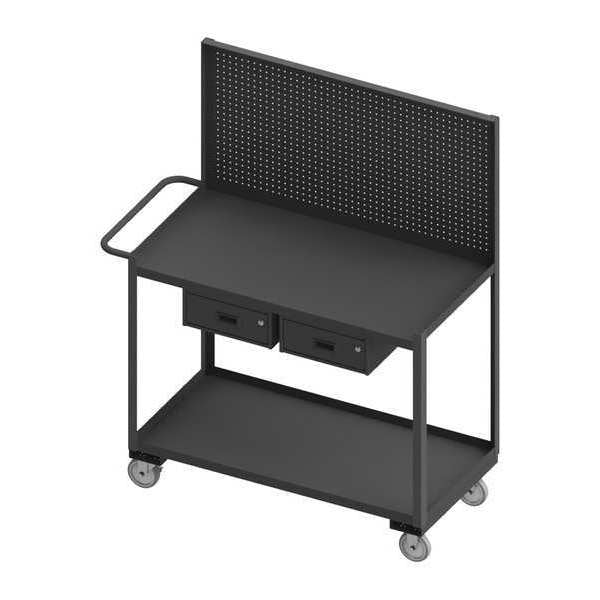 Mobile Workstation,  2 shelf,  2 locking drawers,  pegboard,  1200 lbs capacity