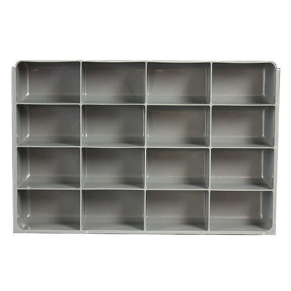 Compartment Drawer Insert with 16 compartments,  Polypropylene,  2" H x 13-3/8 in W