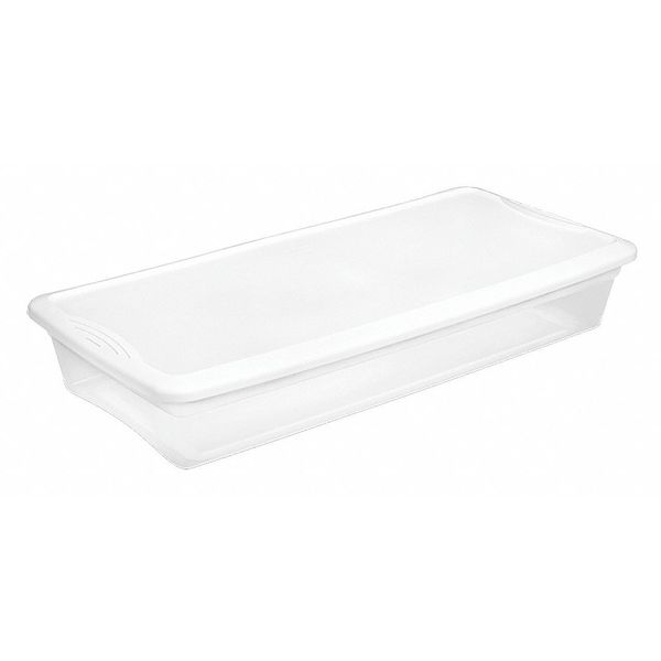 Storage Tote,  Clear/White,  Polypropylene,  34 7/8 in L,  16 5/8 in W,  6 1/8 in H