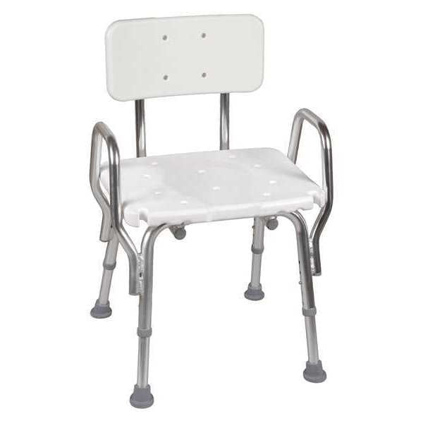 19" L,  Backrest,  Aluminum,  Plastic,  Tub and Shower Seat,  Textured