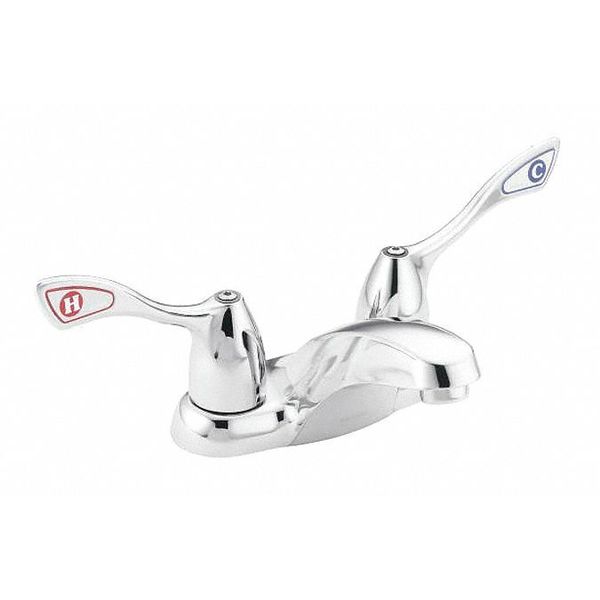 Wristblade Handle 4" Mount,  3 Hole Low Arc Bathroom Faucet,  Chrome