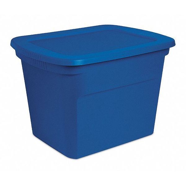Storage Tote,  Blue,  Polypropylene,  23 1/2 in L,  18 3/8 in W,  16 1/8 in H,  18 gal Volume Capacity