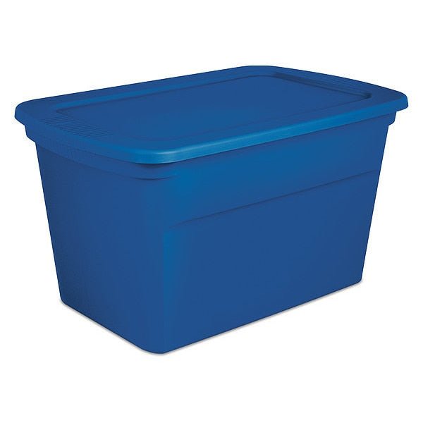 Storage Tote,  Blue,  Polypropylene,  30 1/2 in L,  20 1/4 in W,  17 1/8 in H,  30 gal Volume Capacity