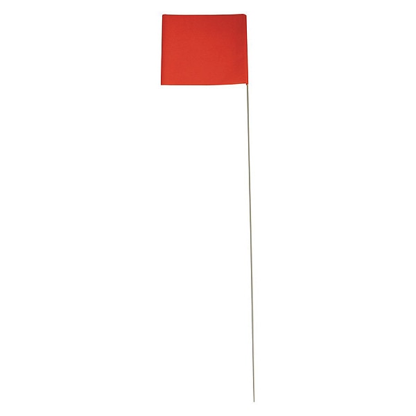 Tractor Flag,  Vinyl,  Square Flag Shape,  Includes 5/16 in x 6 ft Fiberglass Pole,  Orange