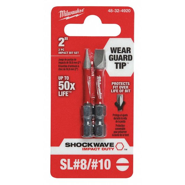 SHOCKWAVE Impact Duty 2" Slotted #8/#10 Power Bit (2 Pack)